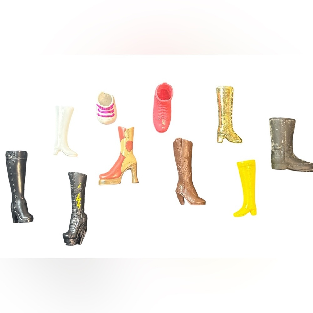 Barbiecore Doll Shoes Lot | Boots Heels Sneakers | Gold Glitter Cowboy